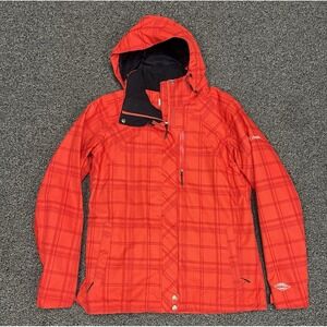 Columbia Vibrant Red Checkered Ski Jacket